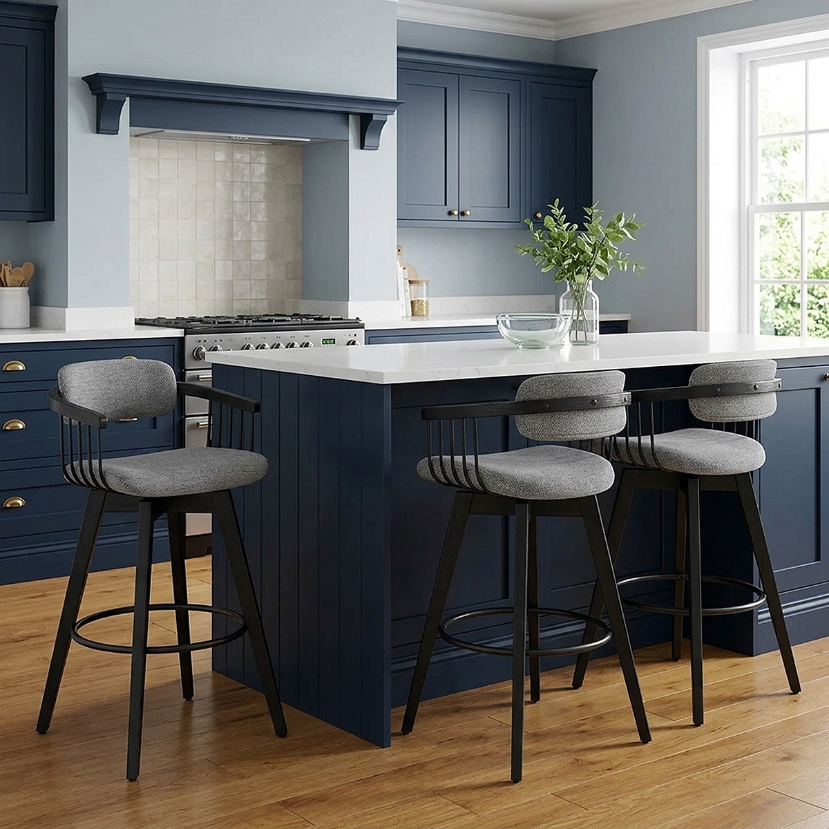 Electra Bar Stool Grey Fabric