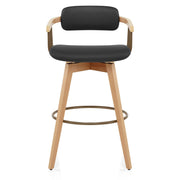 Electra Oak Real Leather Stool Black