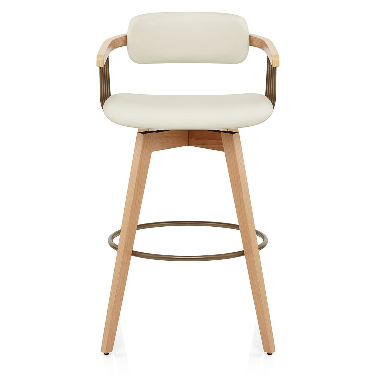 Electra Oak Real Leather Stool Cream