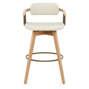 Electra Oak Real Leather Stool Cream