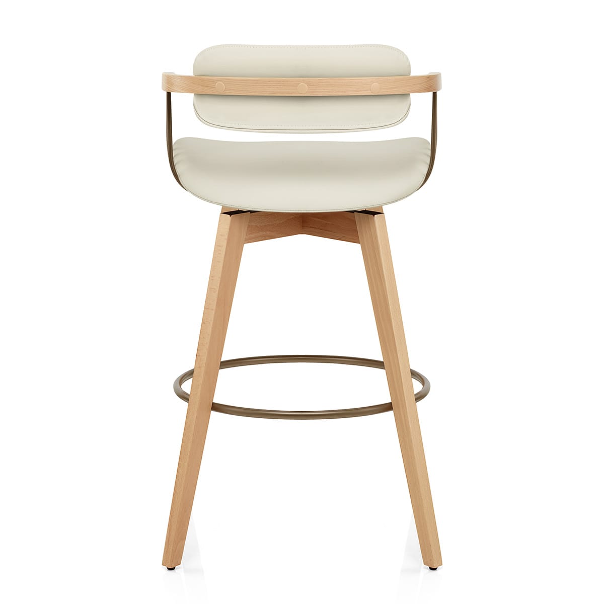 Electra Oak Real Leather Stool Cream