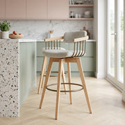 Electra Oak Stool Cream Boucle