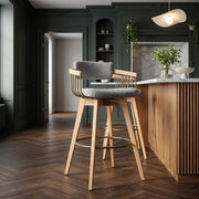 Electra Oak Stool Light Grey Boucle
