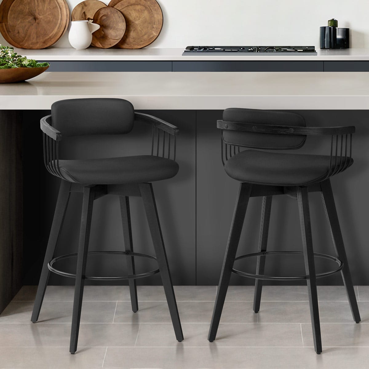 Electra Real Leather Stool Black