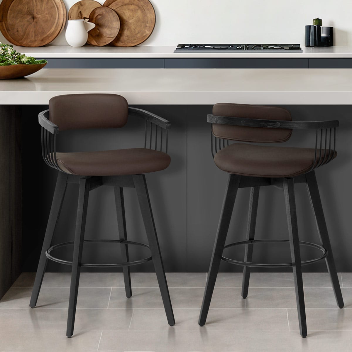 Electra Real Leather Stool Brown