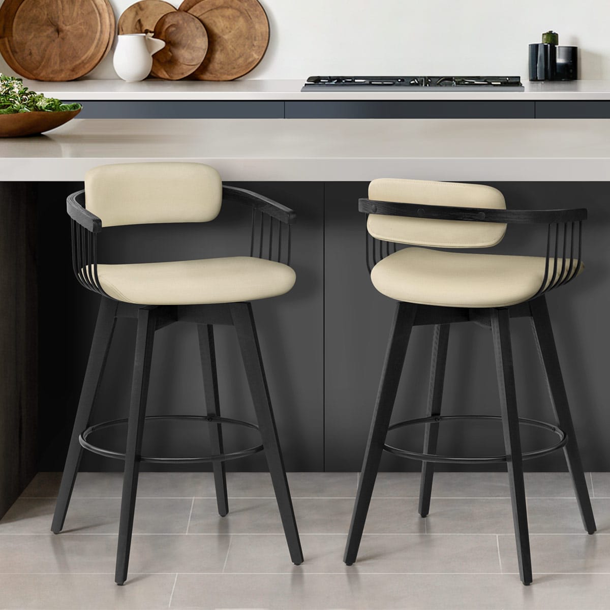 Electra Real Leather Stool Cream