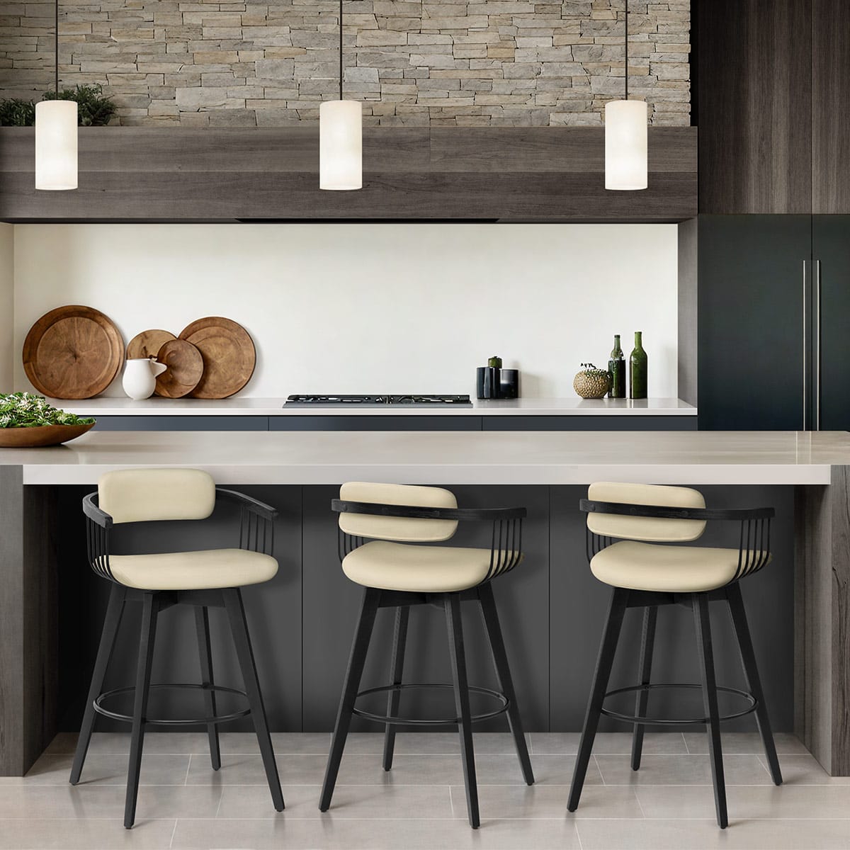 Electra Real Leather Stool Cream