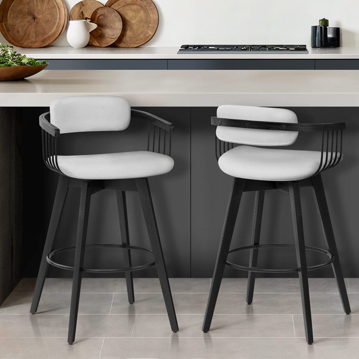 Electra Real Leather Stool White