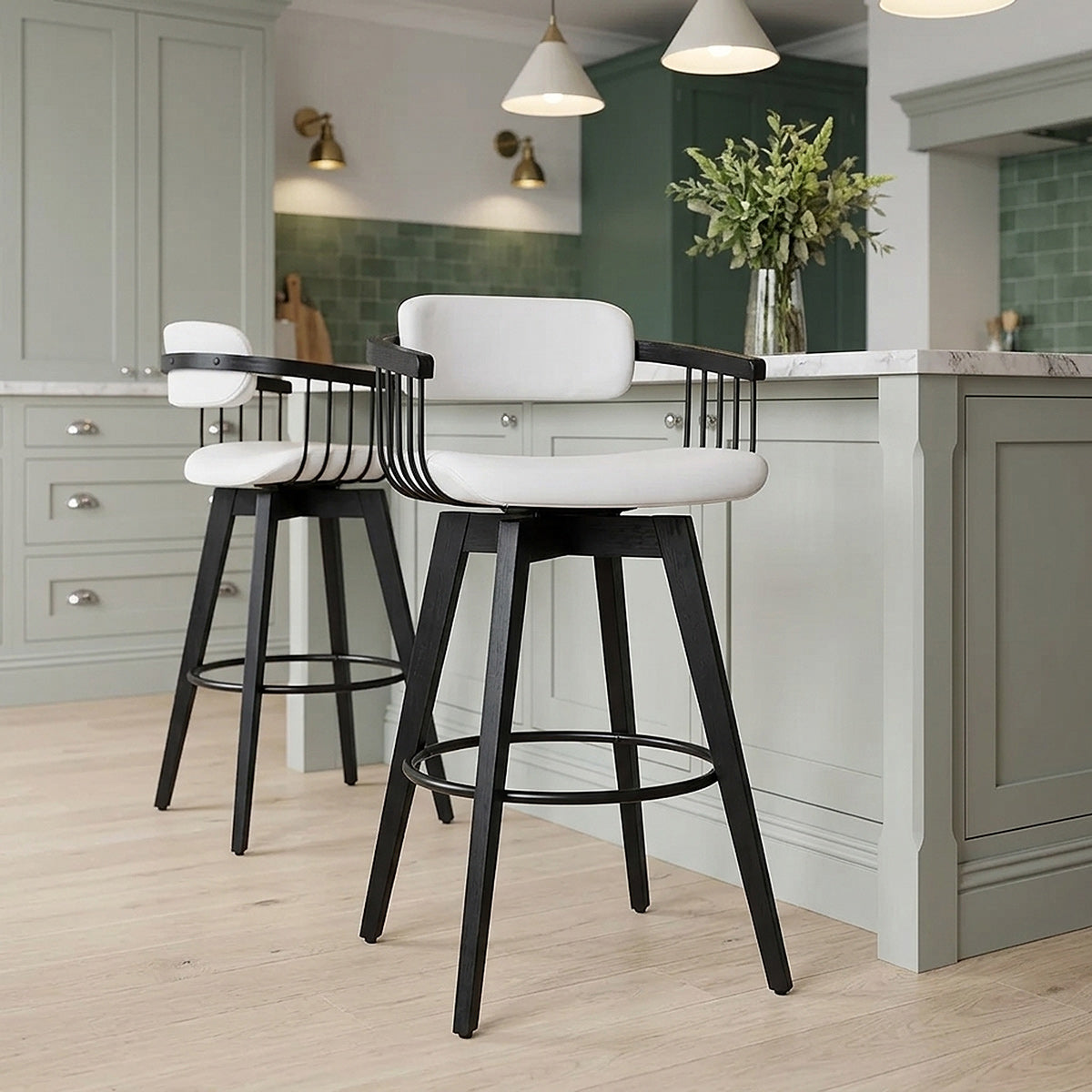 Electra Real Leather Stool White