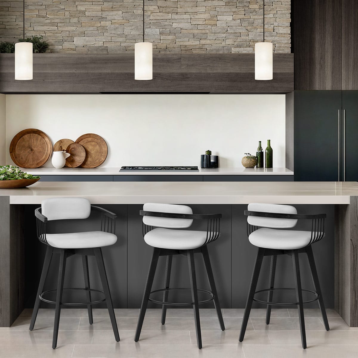 Electra Real Leather Stool White