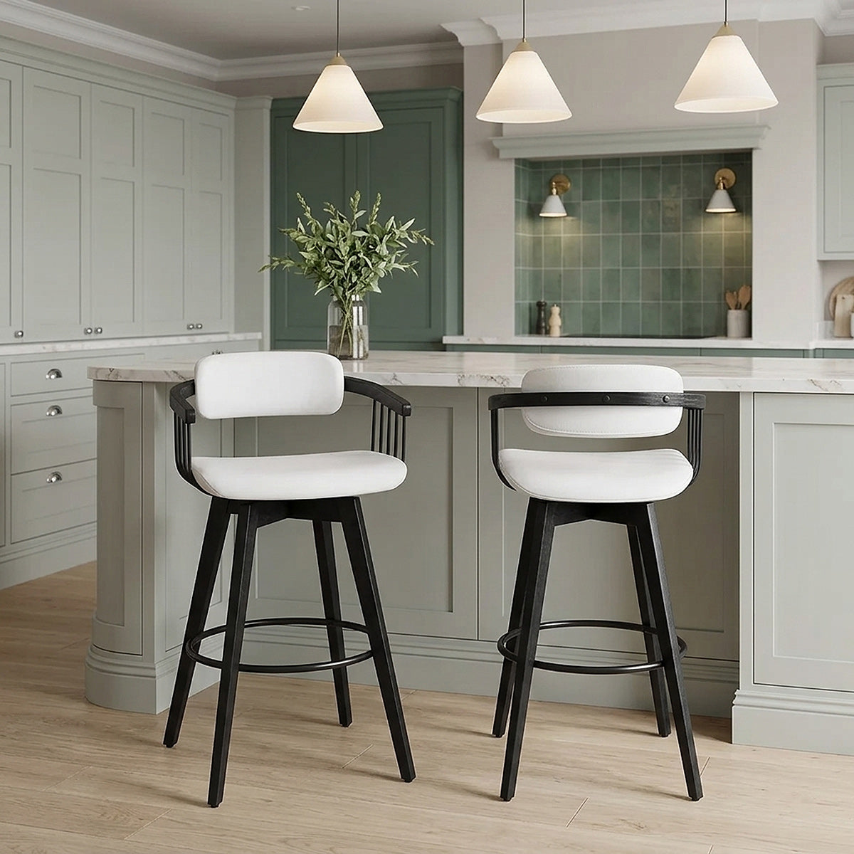 Electra Real Leather Stool White