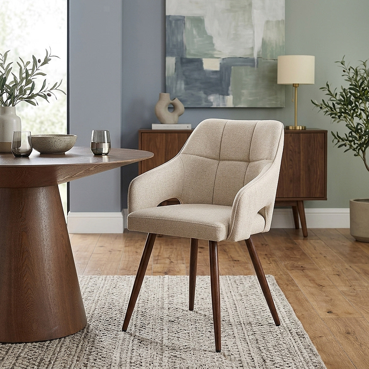 Elio Dining Chair Beige Fabric