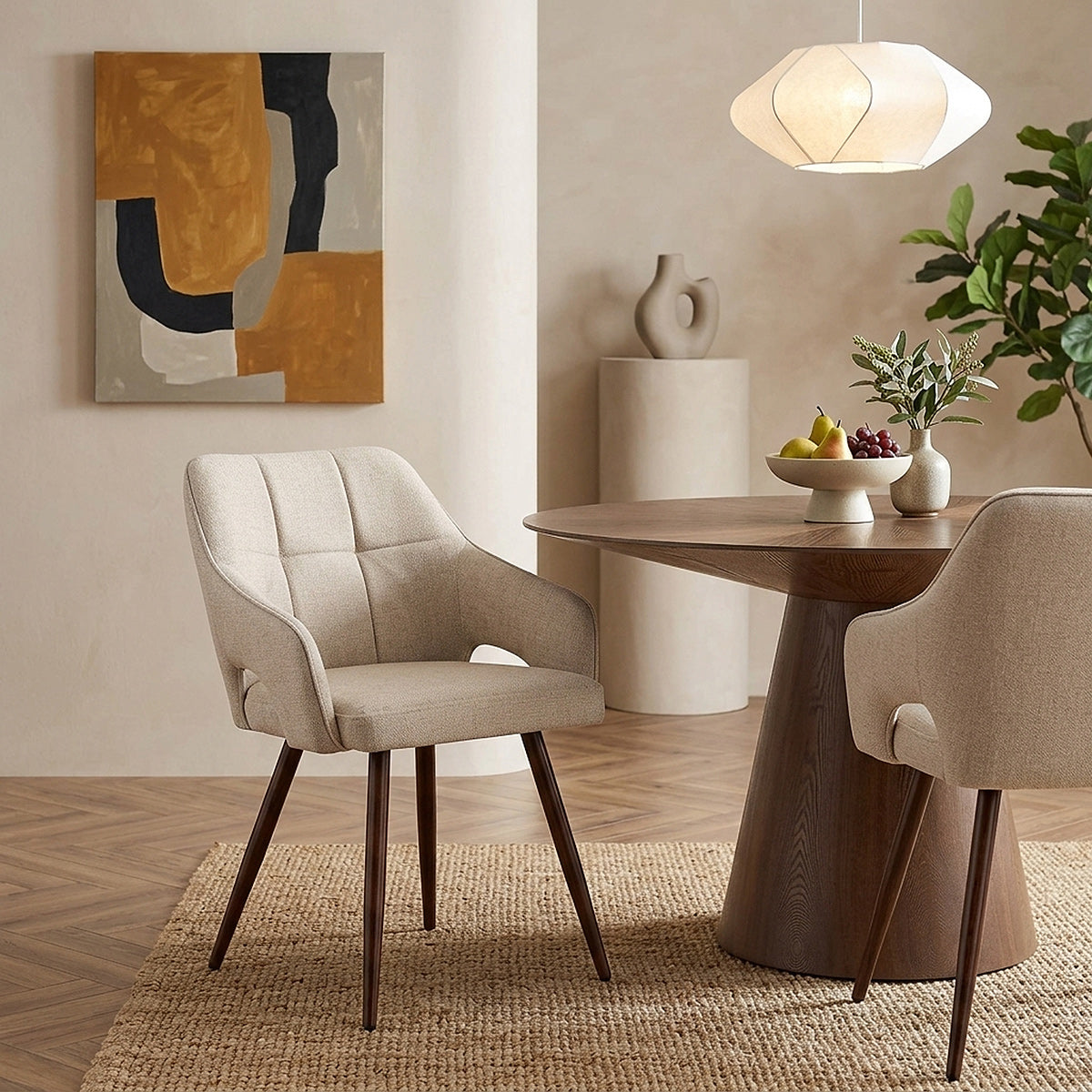 Elio Dining Chair Beige Fabric