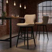 Elle Bar Stool Beige Fabric