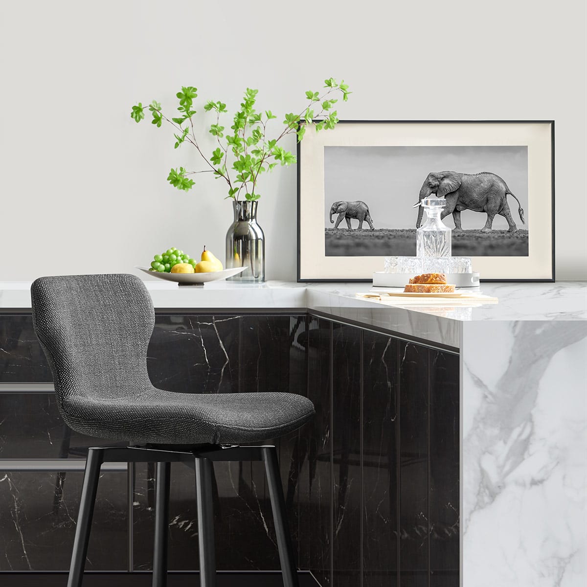 Elle Bar Stool Charcoal Fabric