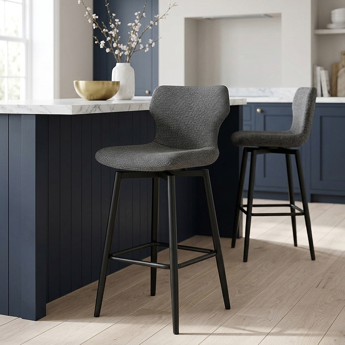 Elle Bar Stool Charcoal Fabric