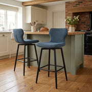 Elle Bar Stool Dark Blue Fabric