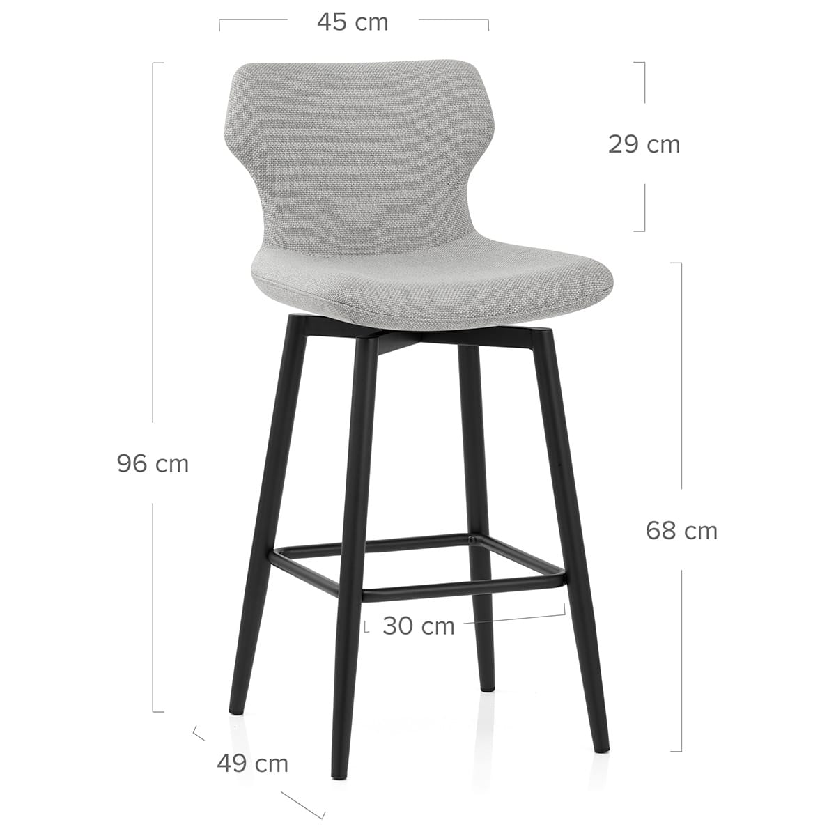 Elle Bar Stool Light Grey Fabric