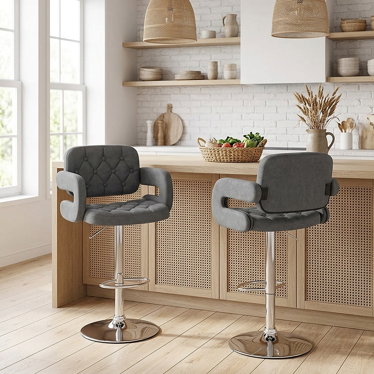 Encore Bar Stool Dark Grey Fabric