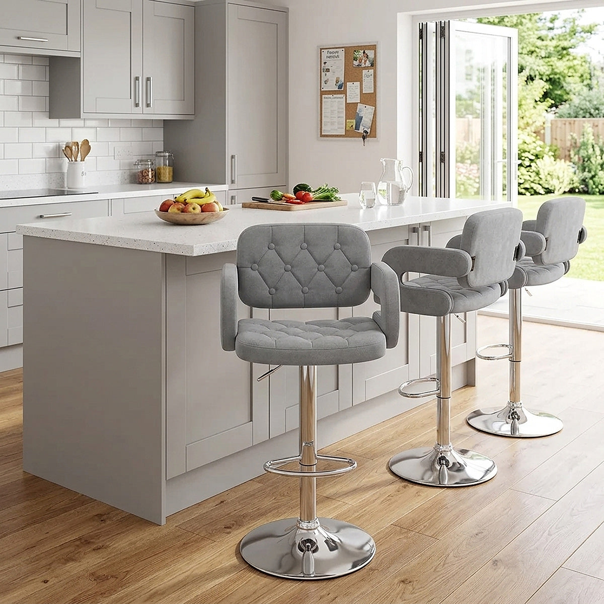 Encore Bar Stool Light Grey Fabric