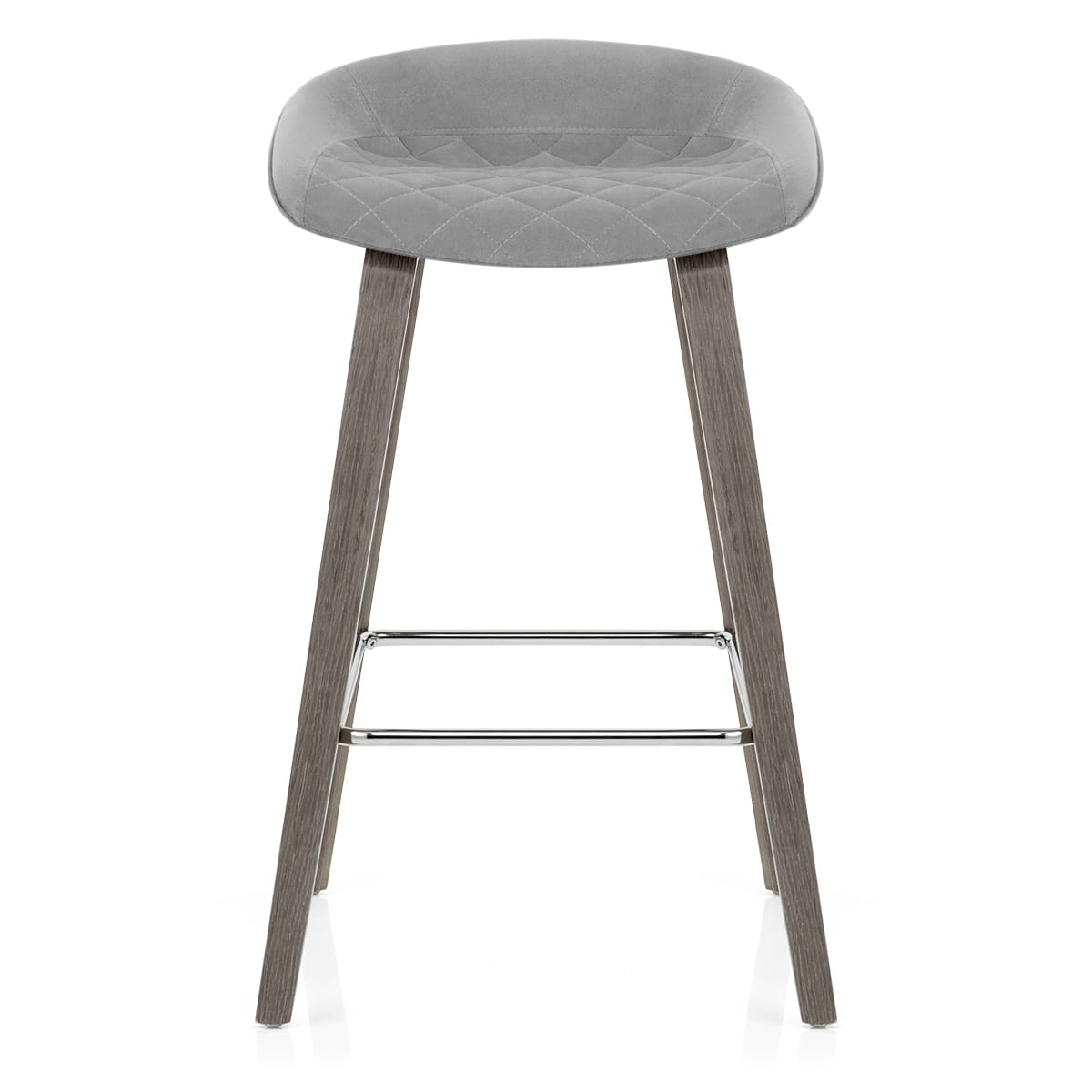 Epic Wooden Stool Grey Velvet