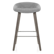 Epic Wooden Stool Grey Velvet