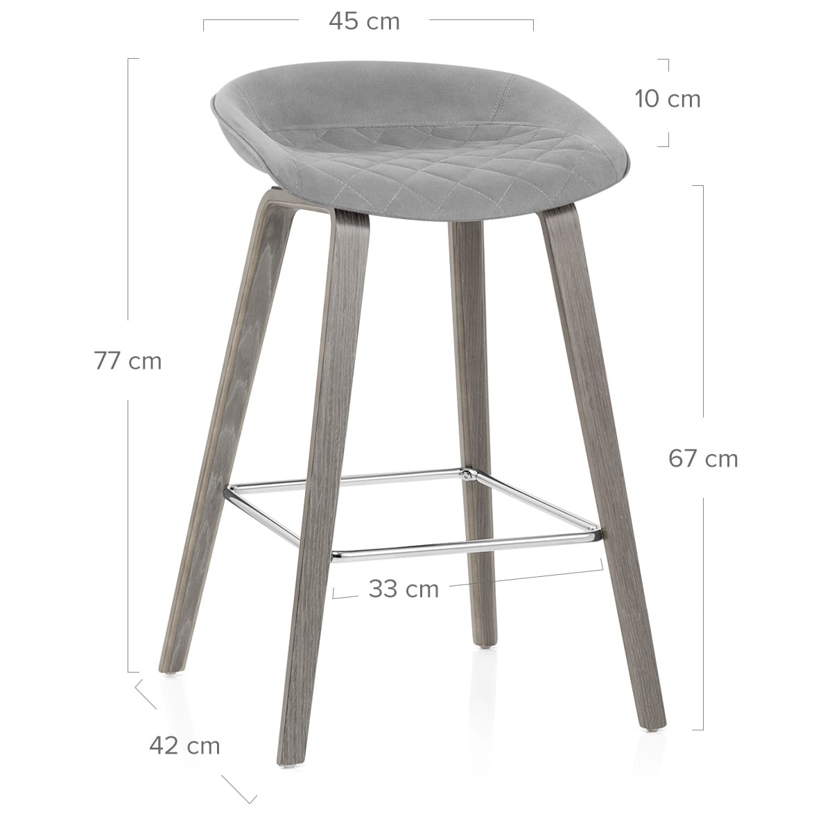 Epic Wooden Stool Grey Velvet