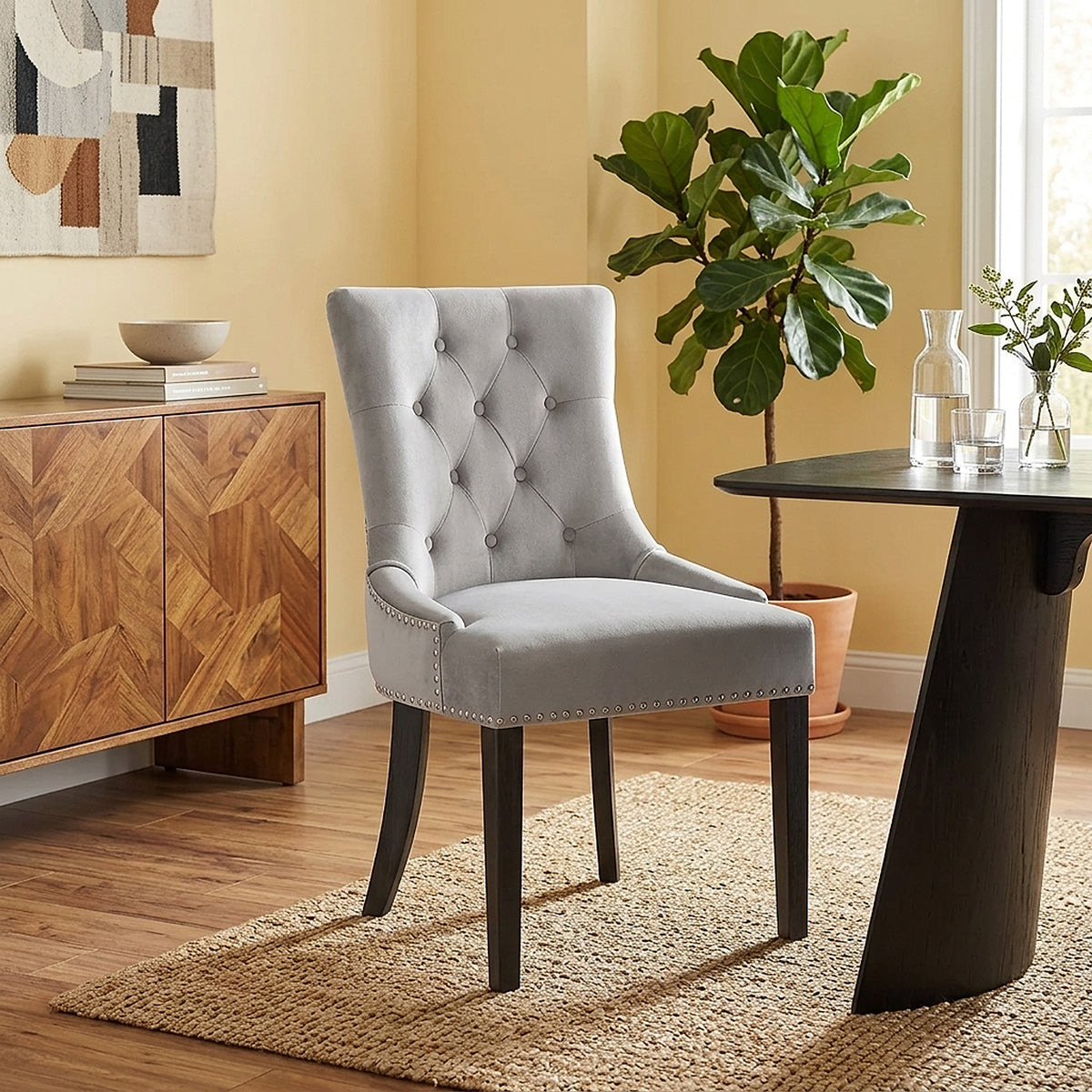 Etienne Dining Chair Grey Velvet
