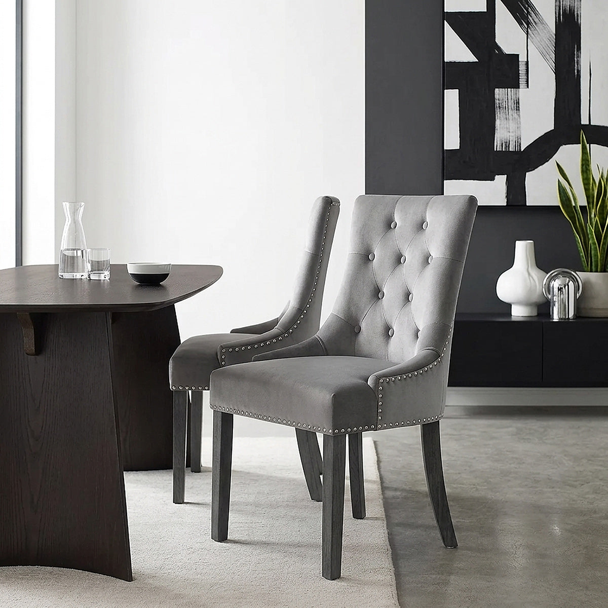 Etienne Dining Chair Grey Velvet