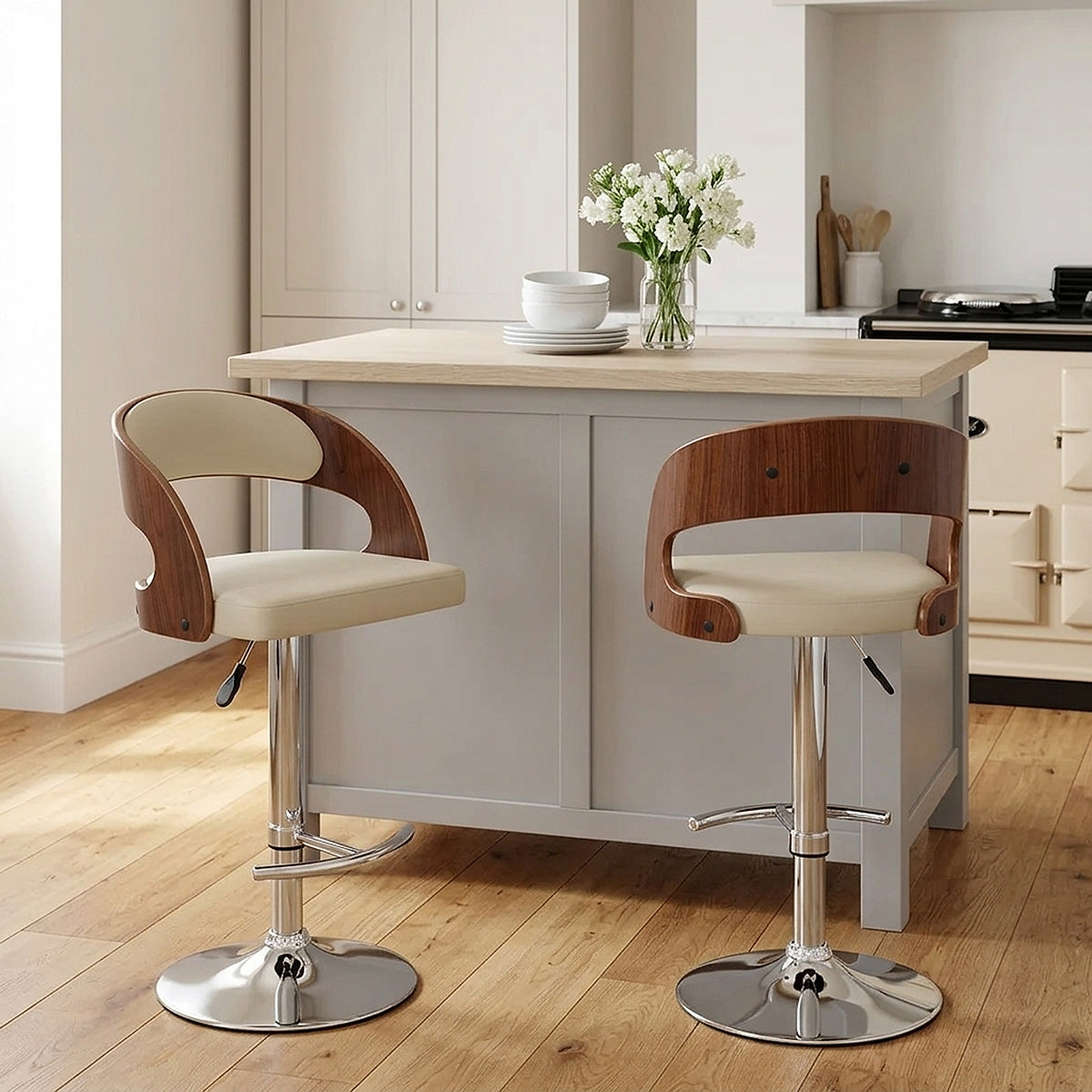 Eve Wooden Bar Stool Cream