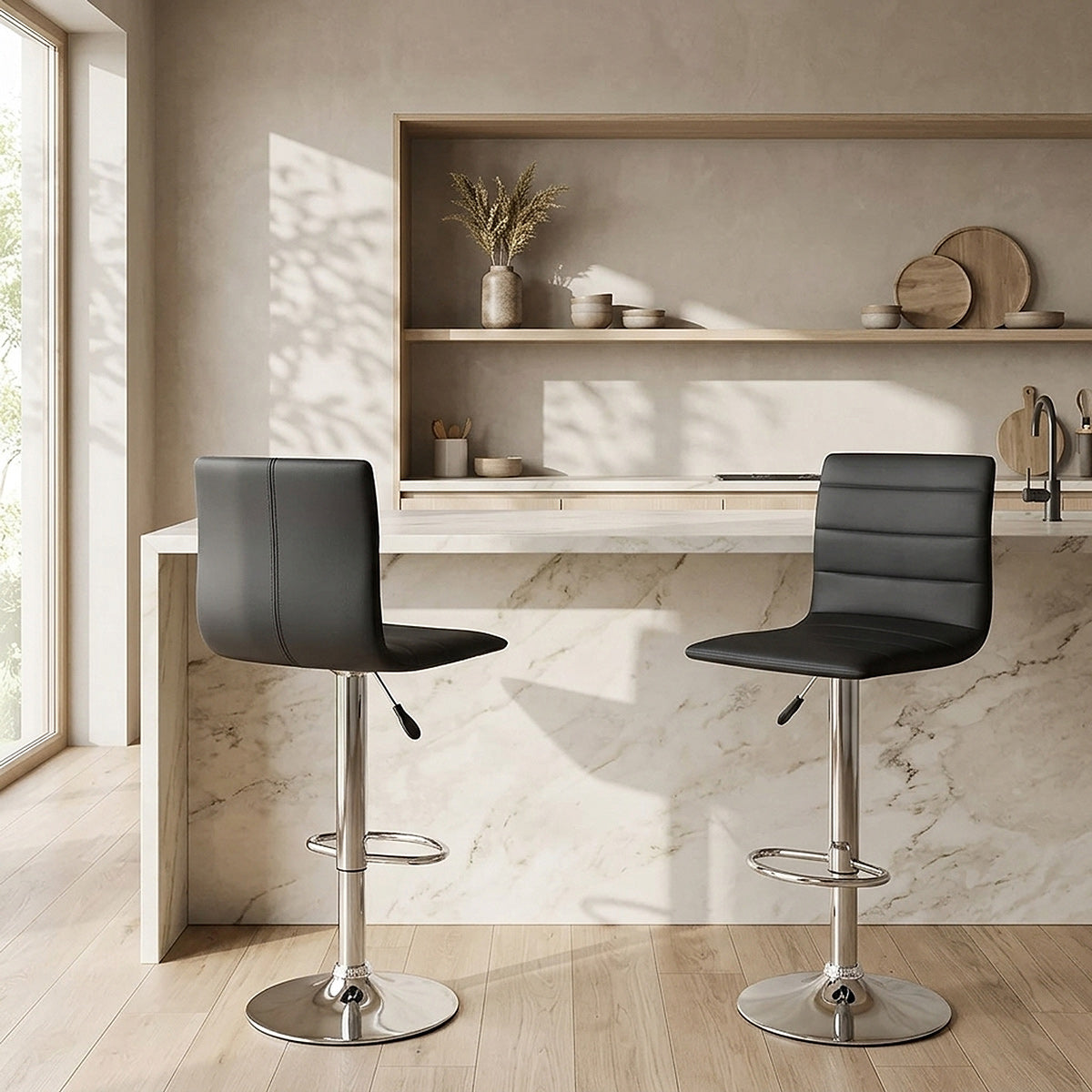 Fabio Real Leather Stool Black