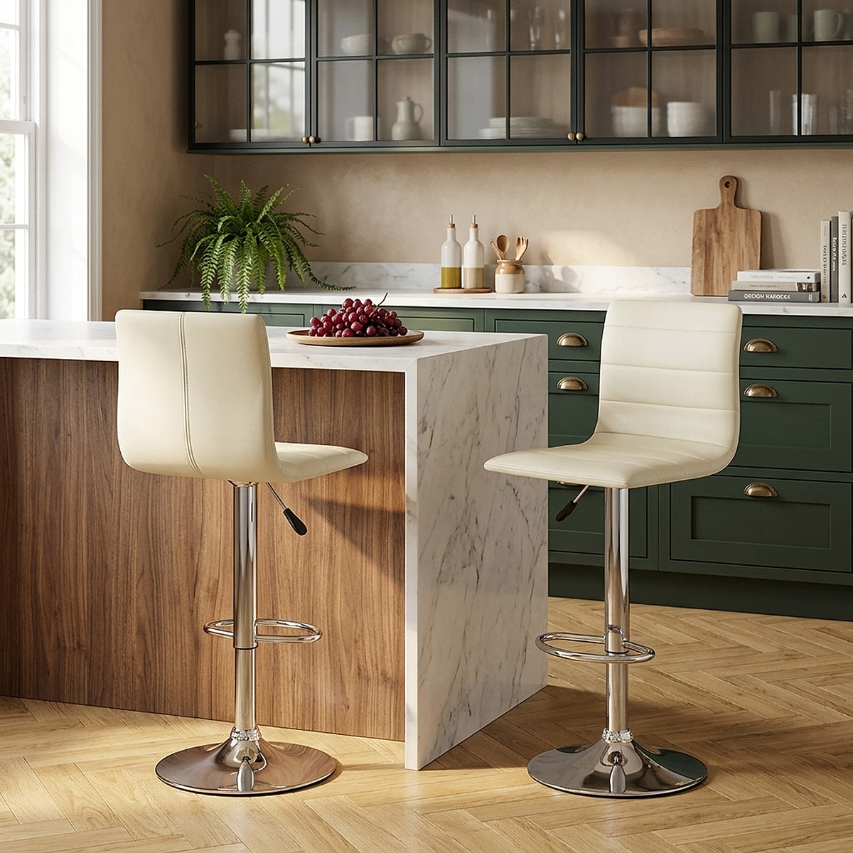 Fabio Real Leather Stool Cream