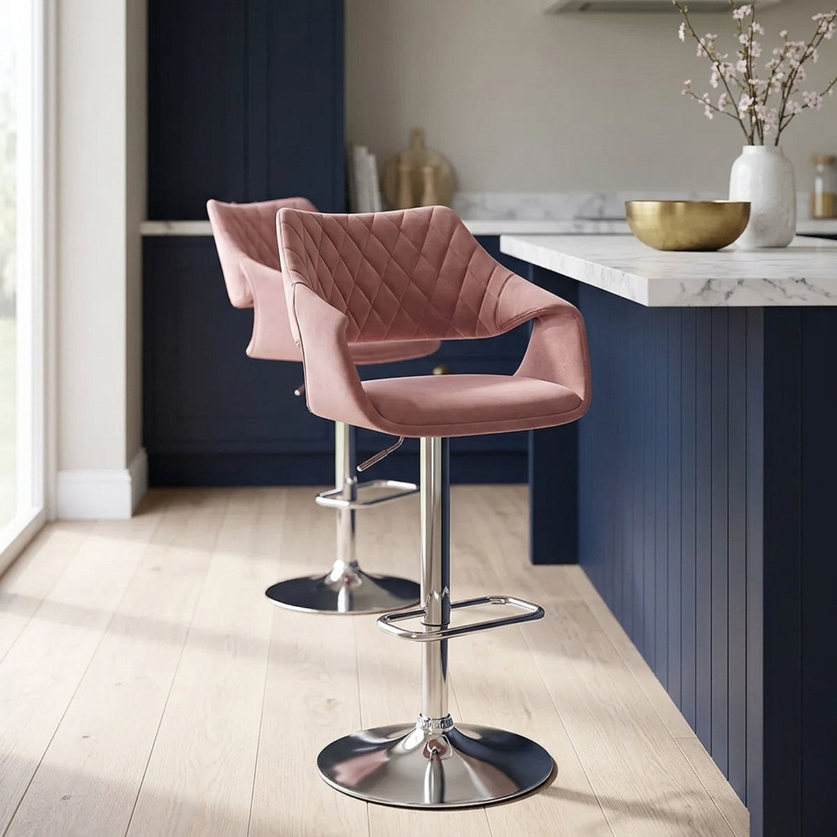 Fairfield Bar Stool Pink Velvet