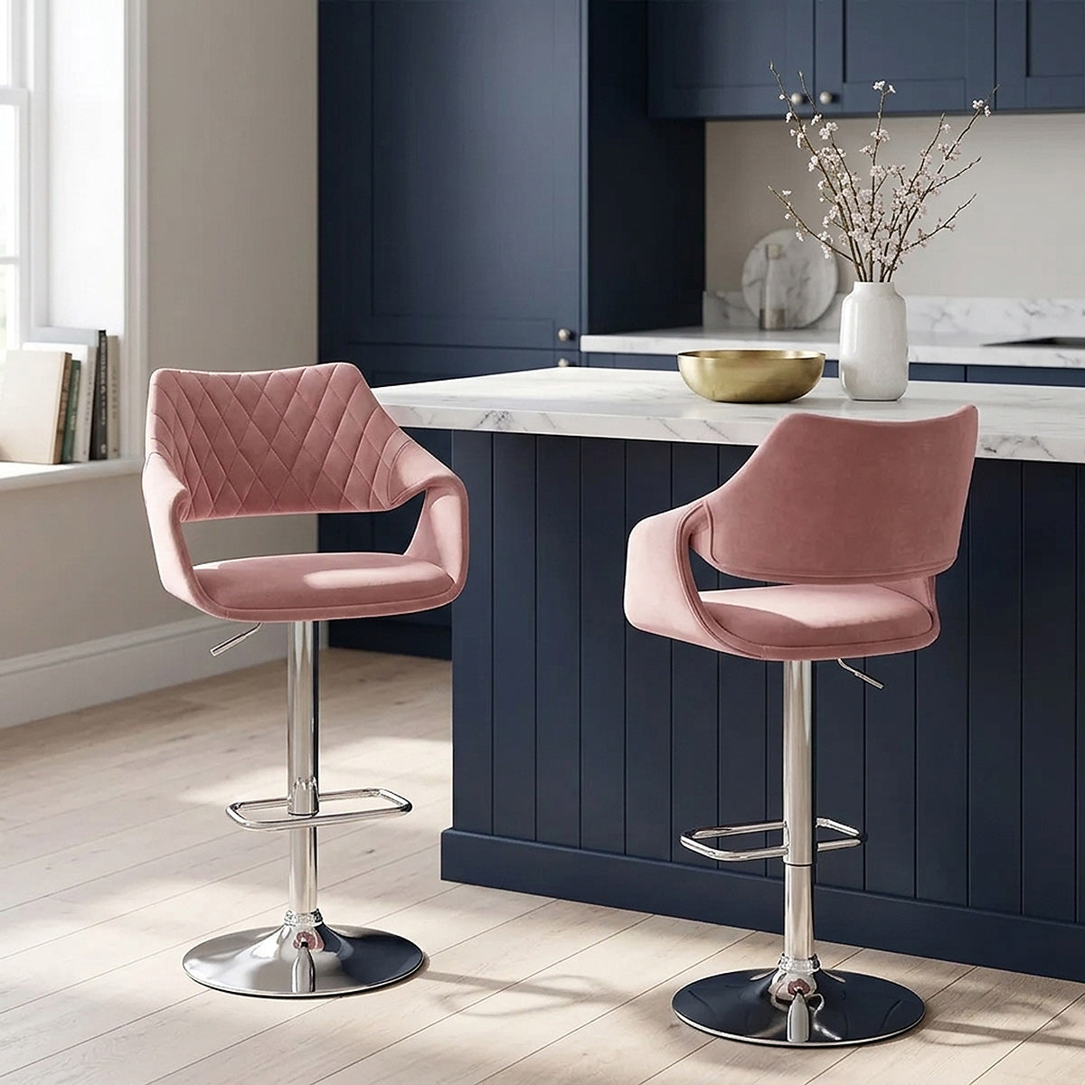 Fairfield Bar Stool Pink Velvet