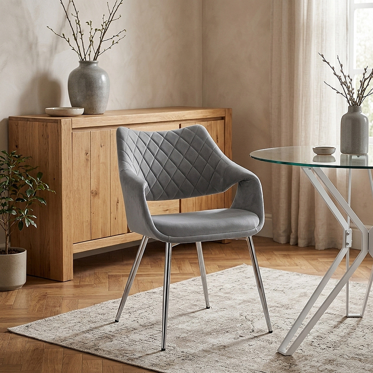 Fairfield Chrome Chair Grey Velvet