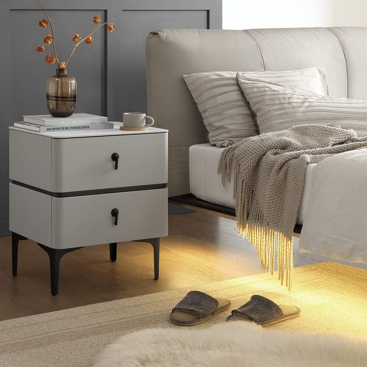 Fairmont Bedside Table Light Grey