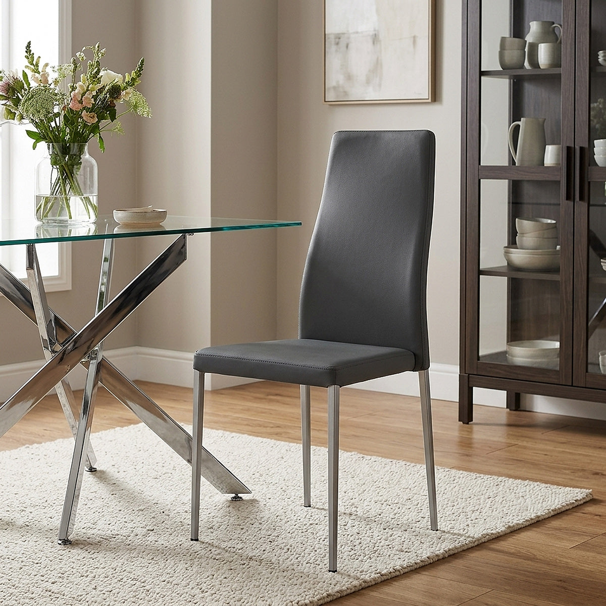 Faith Brushed Chair Black Faux Leather