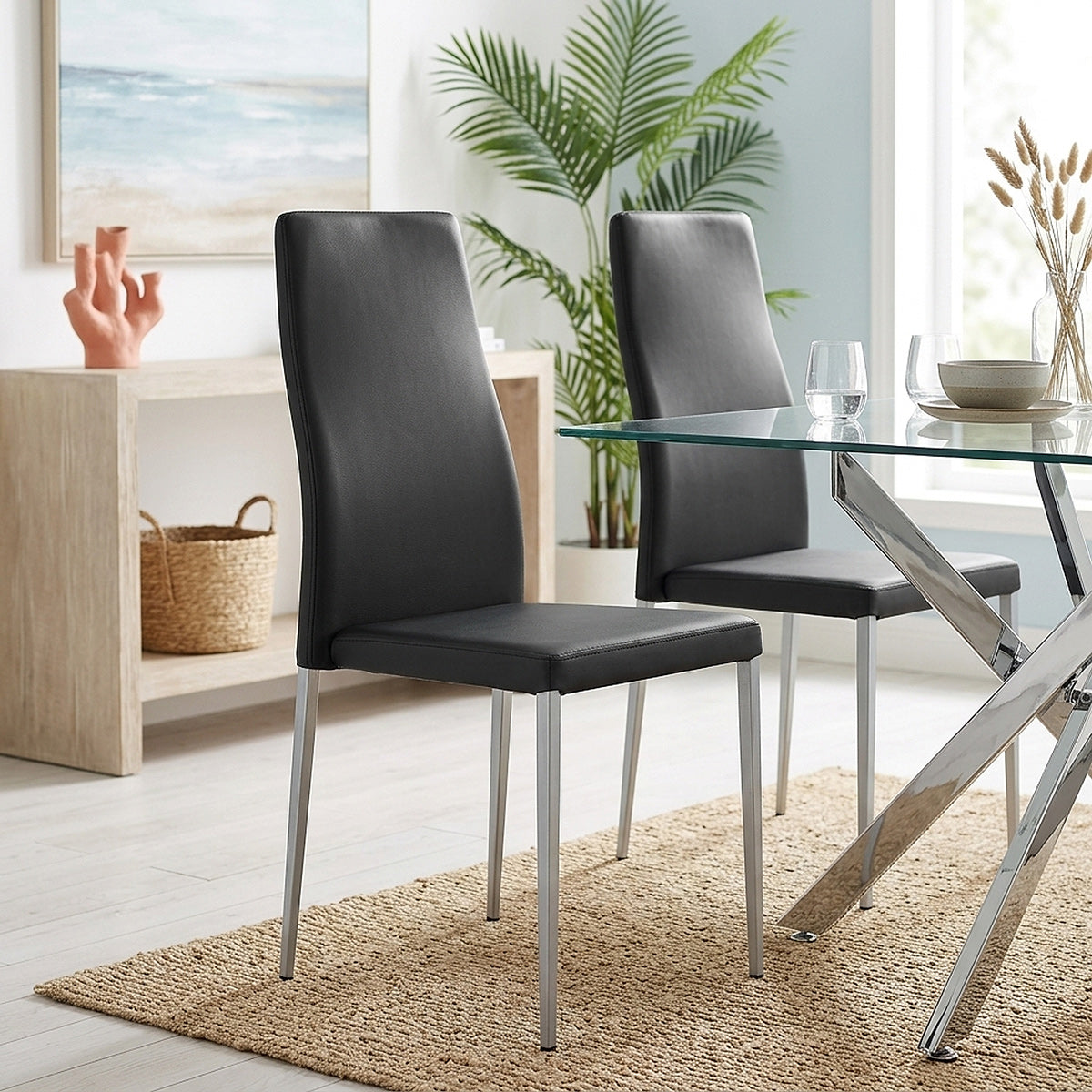 Faith Brushed Chair Black Faux Leather