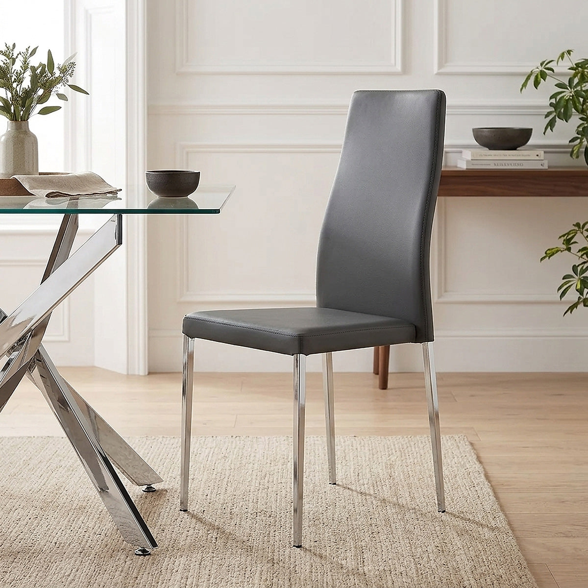 Faith Brushed Chair Grey Faux Leather