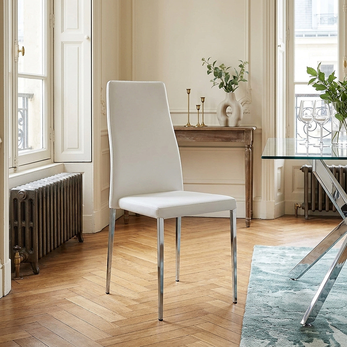 Faith Brushed Chair White Faux Leather