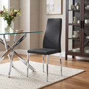 Faith Stackable Chrome Chair Black Faux Leather