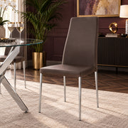 Faith Stackable Chrome Chair Brown Faux Leather