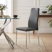 Faith Stackable Chrome Chair Grey Faux Leather