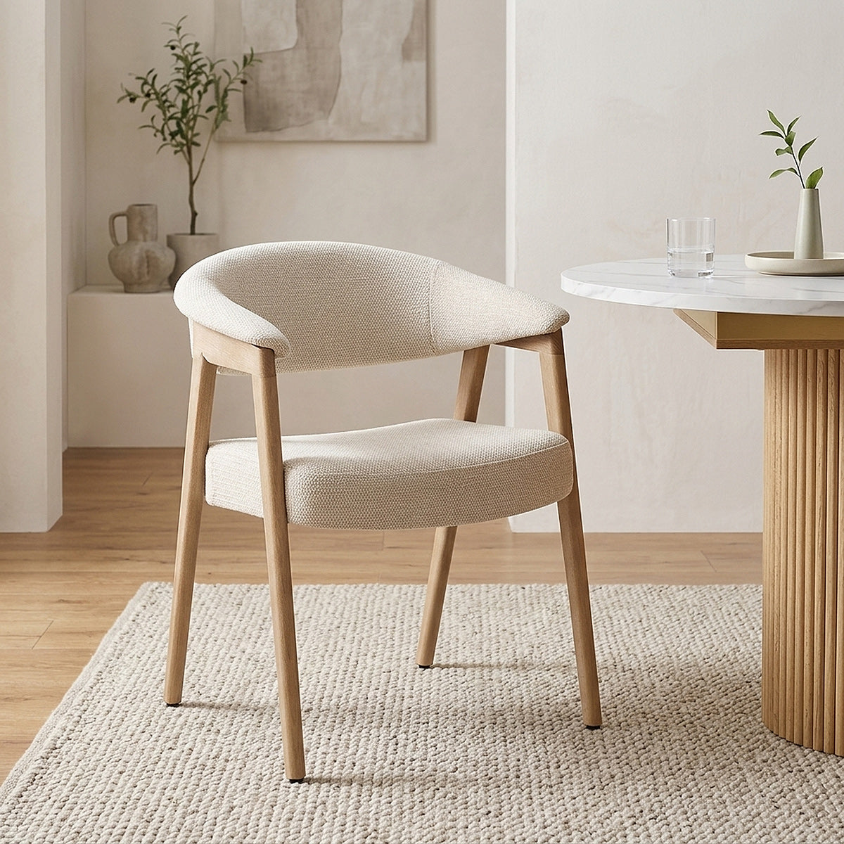 Falco Chair Oak & Beige Fabric