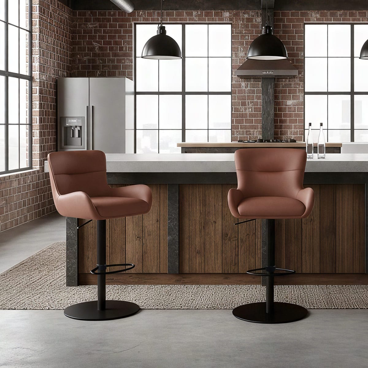 Faraday Bar Stool Brown Real Leather