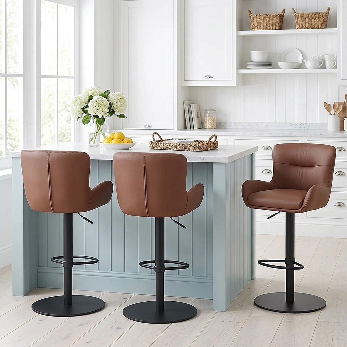 Faraday Bar Stool Brown Real Leather