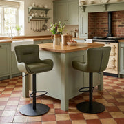 Faraday Bar Stool Green Real Leather