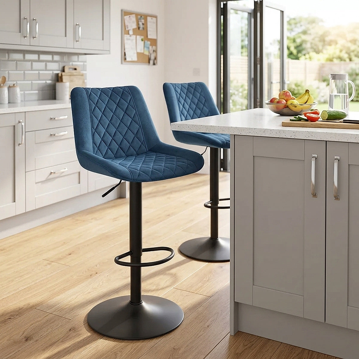 Faro Bar Stool Blue Velvet