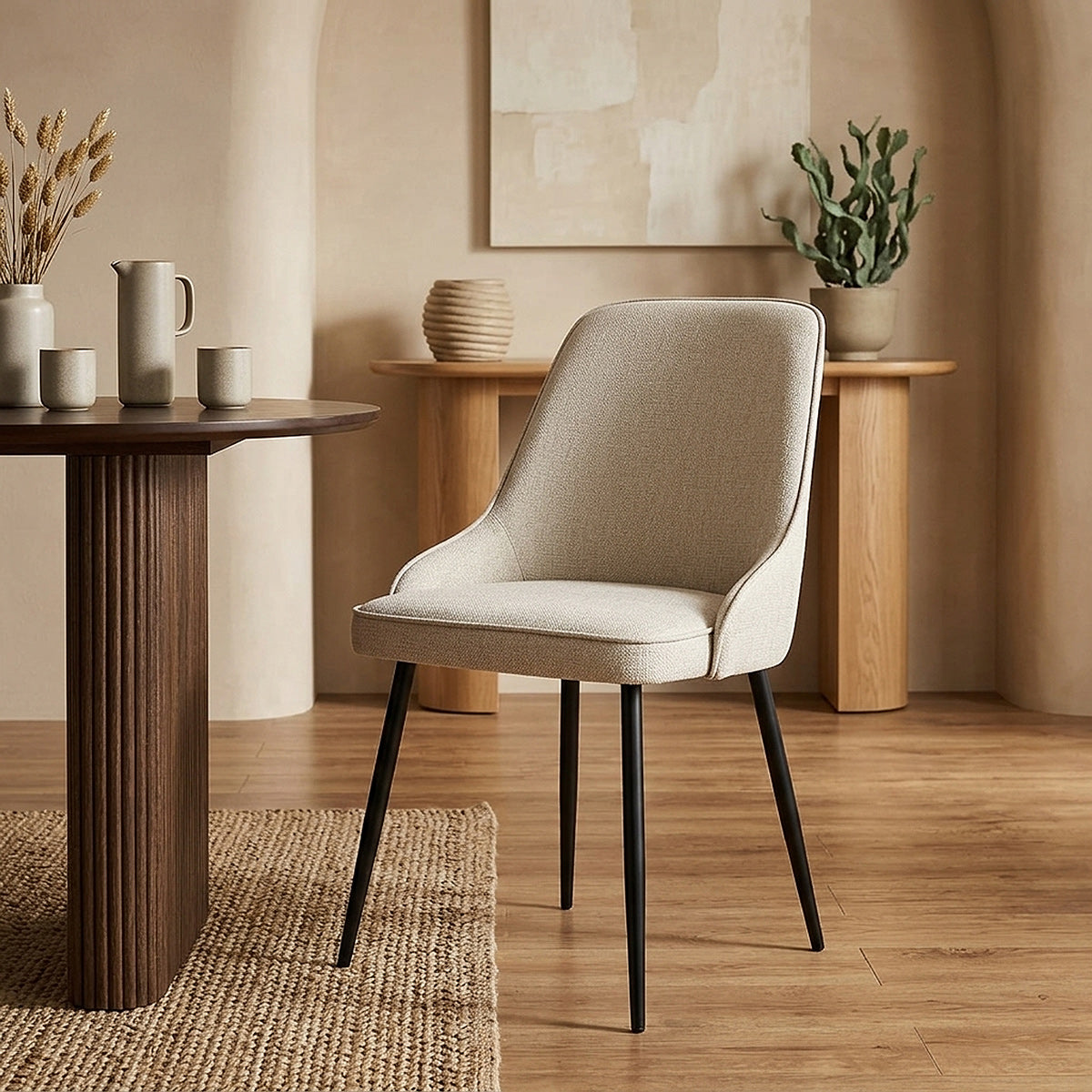 Faye Dining Chair Beige Fabric