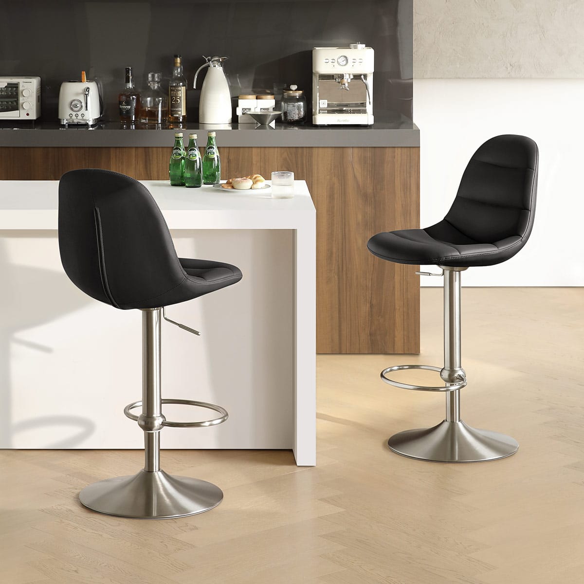 Ferrero Brushed Steel Bar Stool Black